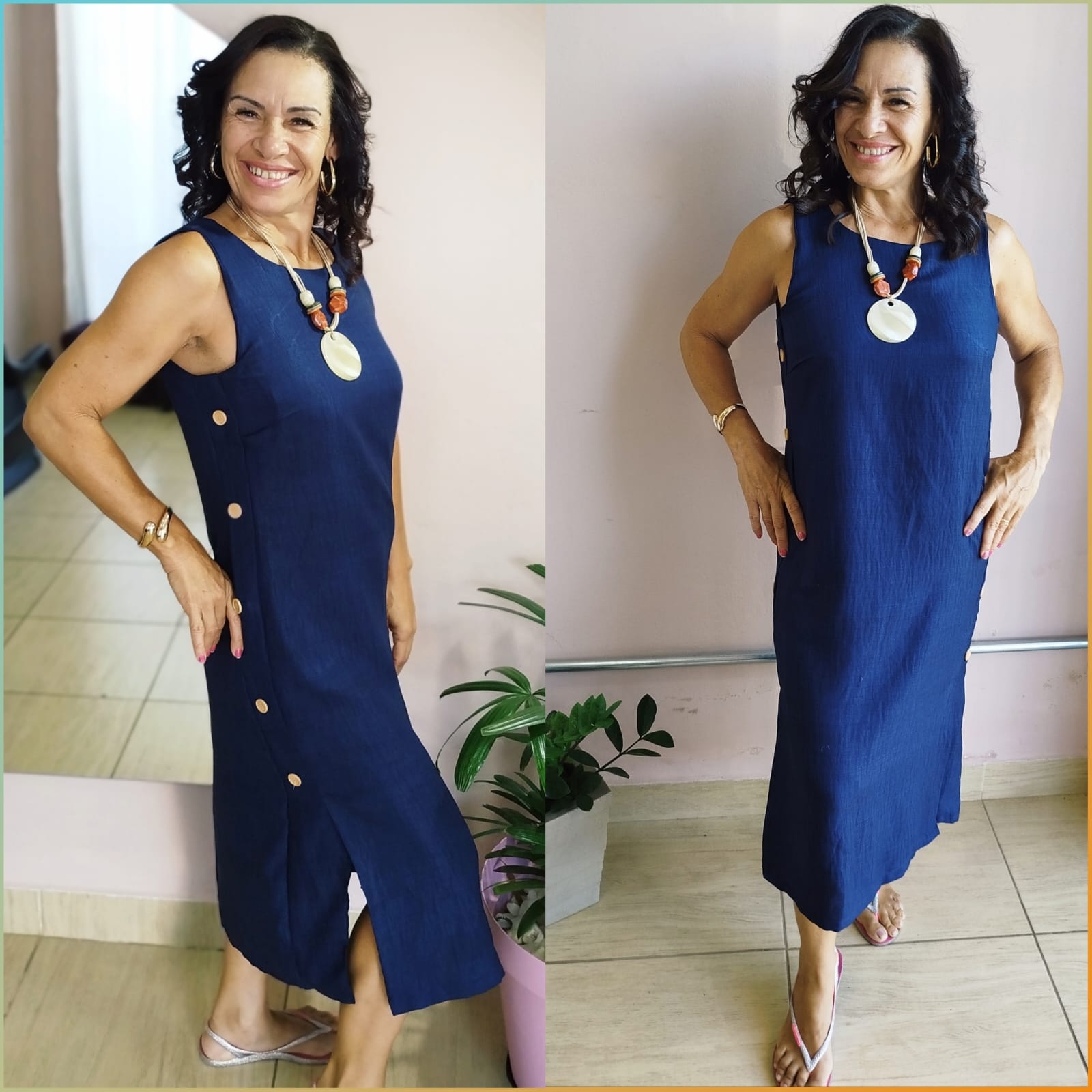 Vestido Renata azul marinho da Projeto Heloisa